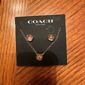 Coach Gold-Tone Necklace and Earring Set